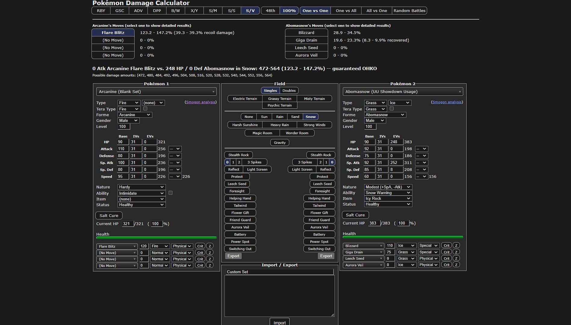 Damage Calculator (Image via Smogon)